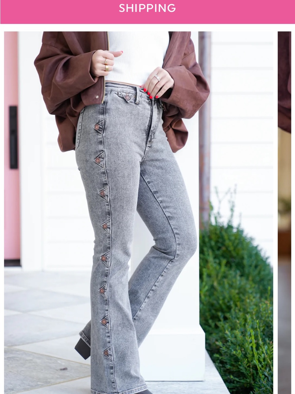 Judy Blue Gray Side-Button Flare Jeans - Picture 2 of 10